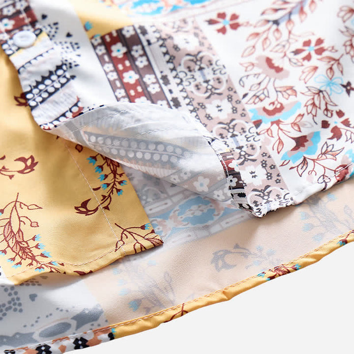 Herrenhemd im Retro-Stil mit Azteken- und Blumen-Patchworkmuster und Paisley-Print - image 6