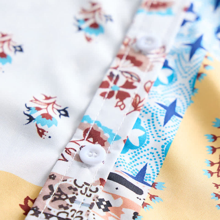 Herrenhemd im Retro-Stil mit Azteken- und Blumen-Patchworkmuster und Paisley-Print - image 5
