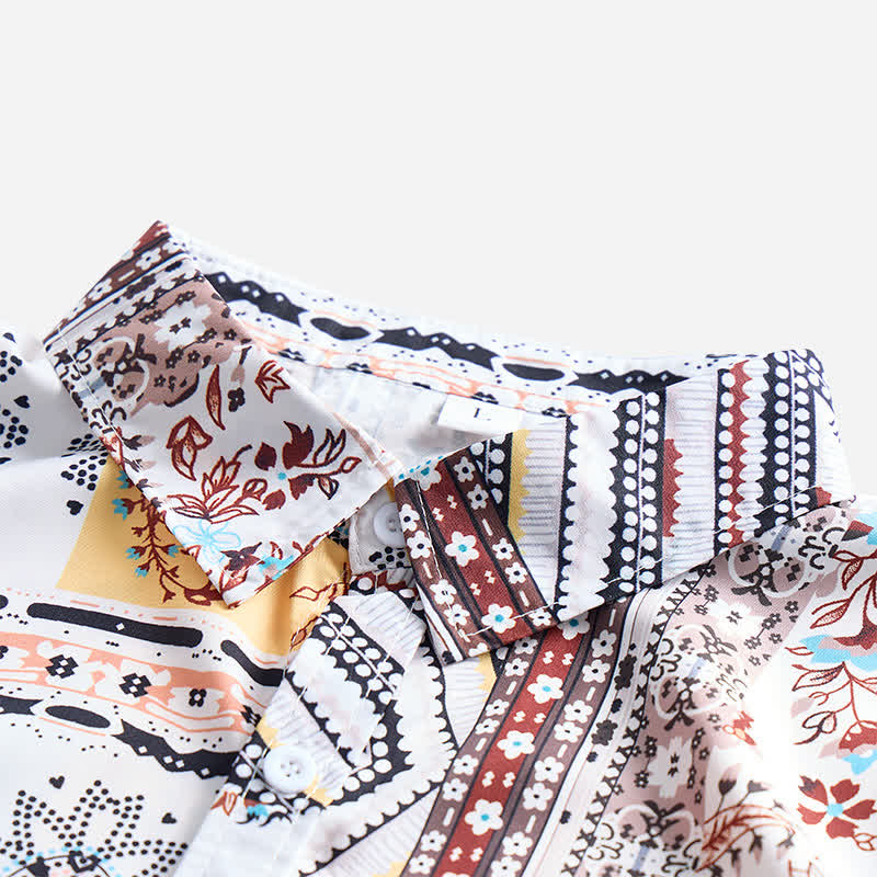 Herrenhemd im Retro-Stil mit Azteken- und Blumen-Patchworkmuster und Paisley-Print - image 4
