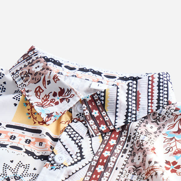 Herrenhemd im Retro-Stil mit Azteken- und Blumen-Patchworkmuster und Paisley-Print - image 4