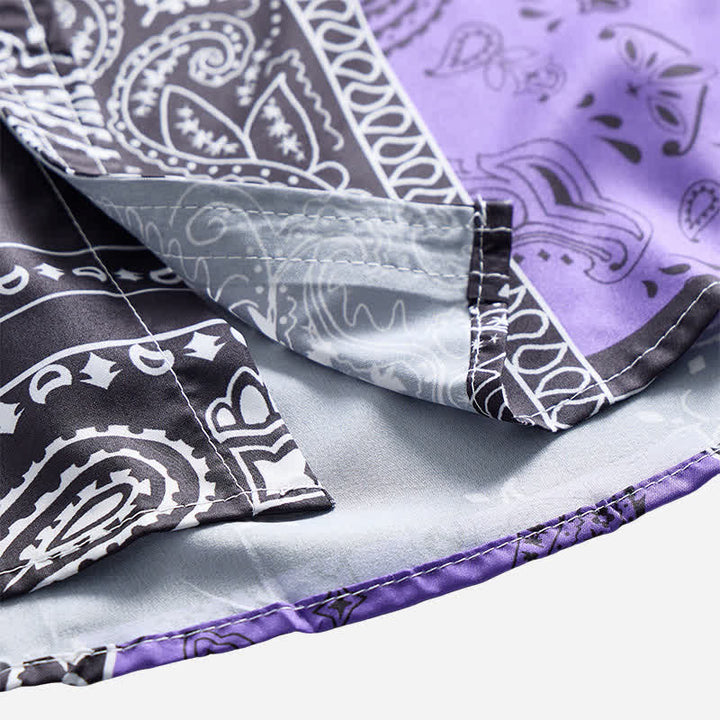 Herren-Streetwear-Hemd mit schwarzem und lila Paisley-Muster - image 6