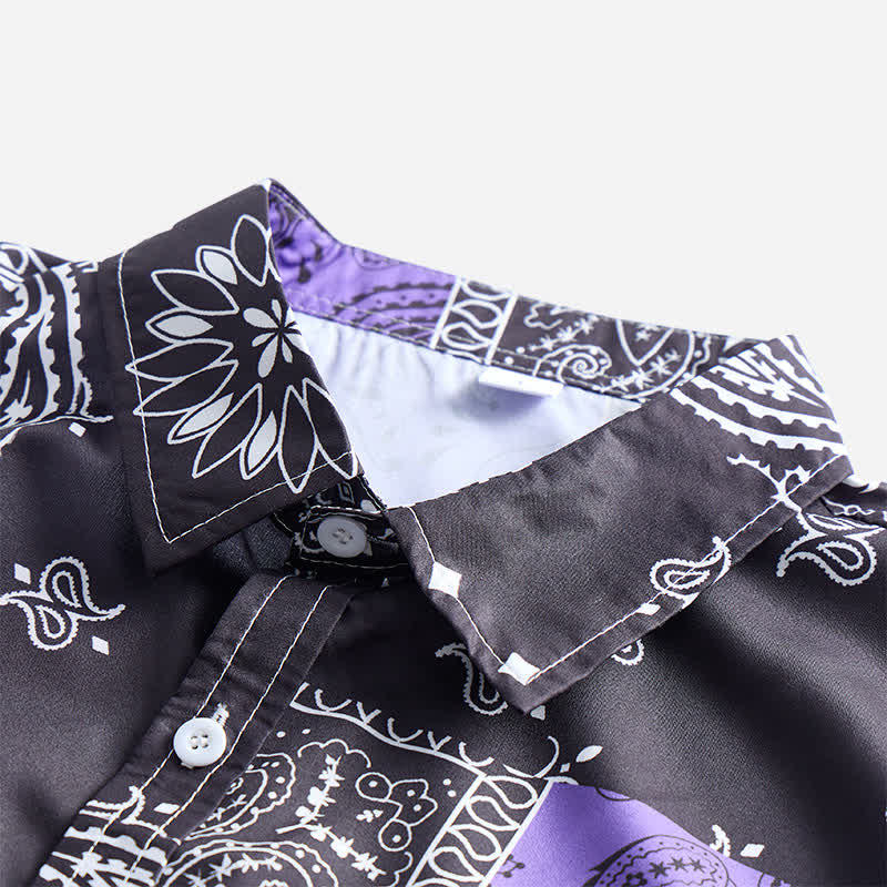 Herren-Streetwear-Hemd mit schwarzem und lila Paisley-Muster - image 4