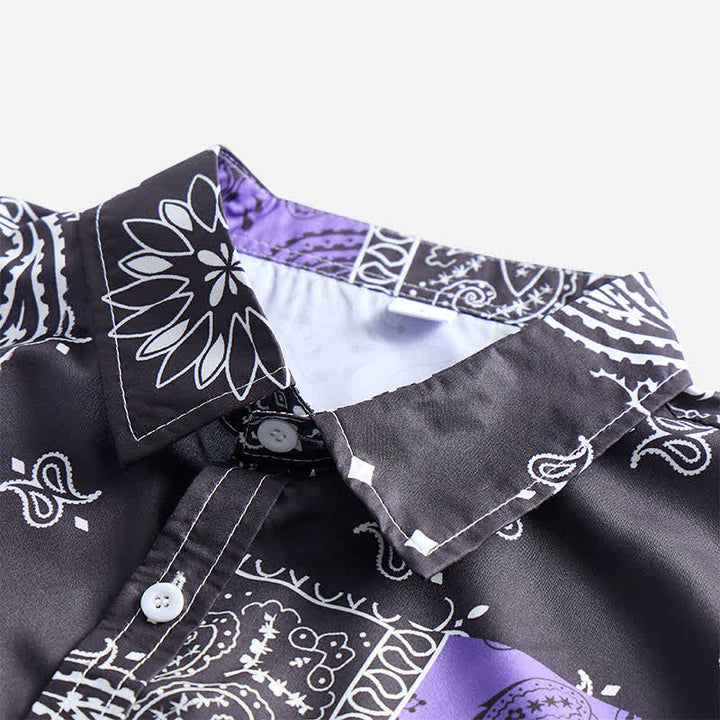 Herren-Streetwear-Hemd mit schwarzem und lila Paisley-Muster - image 4