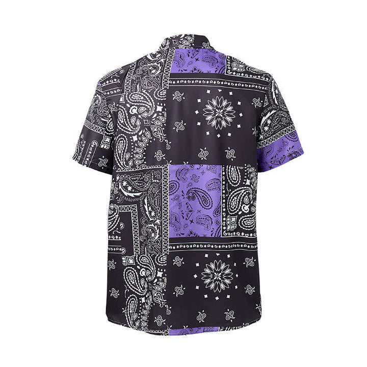Herren-Streetwear-Hemd mit schwarzem und lila Paisley-Muster - image 9