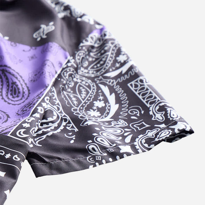 Herren-Streetwear-Hemd mit schwarzem und lila Paisley-Muster - image 7