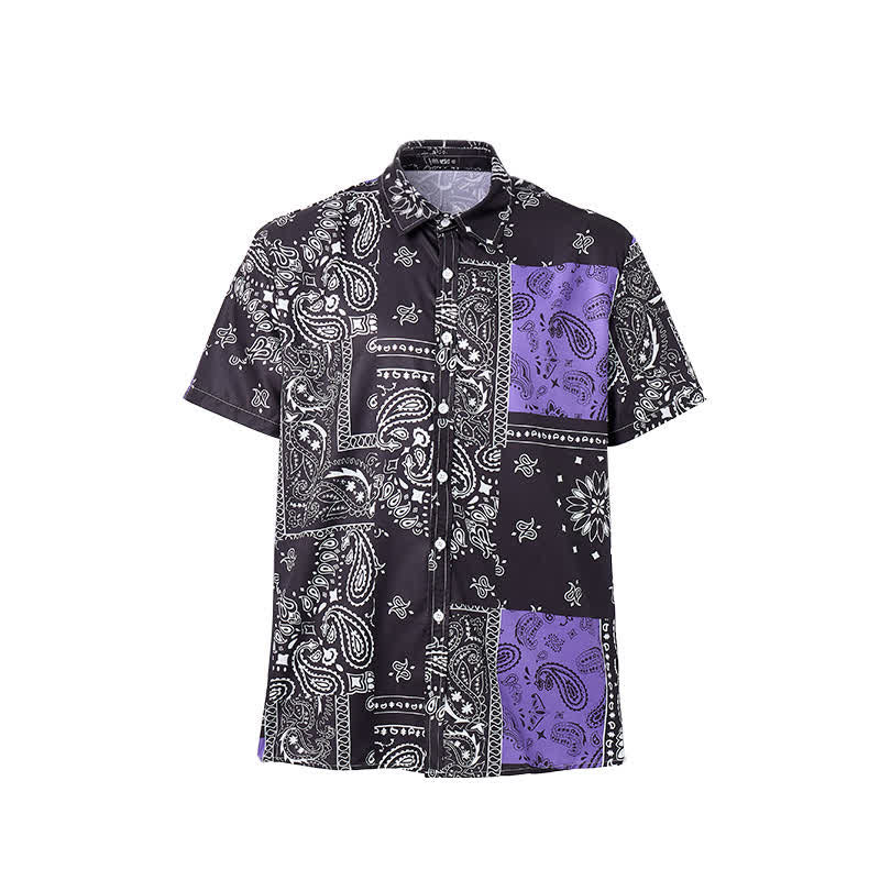 Herren-Streetwear-Hemd mit schwarzem und lila Paisley-Muster - image 8