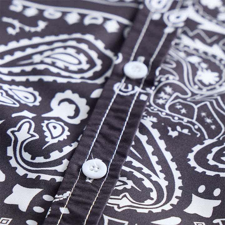 Herren-Streetwear-Hemd mit schwarzem und lila Paisley-Muster - image 5