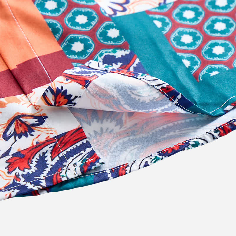 Herrenhemd im Boho-Stil mit Patchwork-Paisley-Muster, grün und orange - image 6