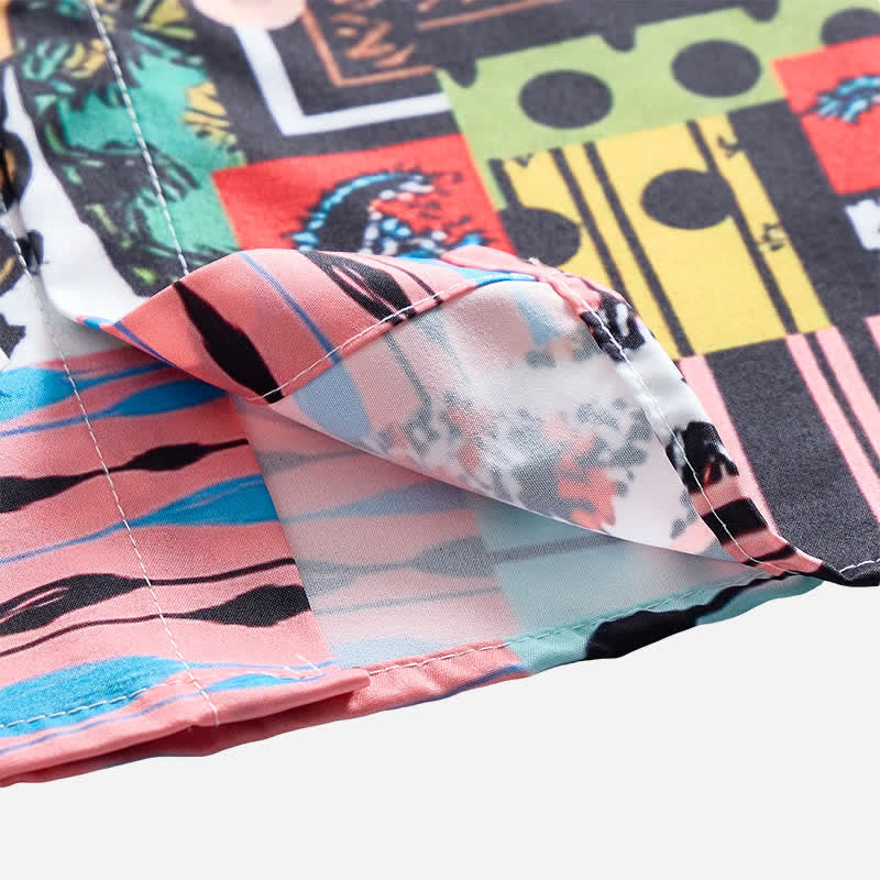 Herrenhemd im Retro-Ethno-Stil mit mehrfarbigem geometrischem Paisley-Blockdruck - image 5