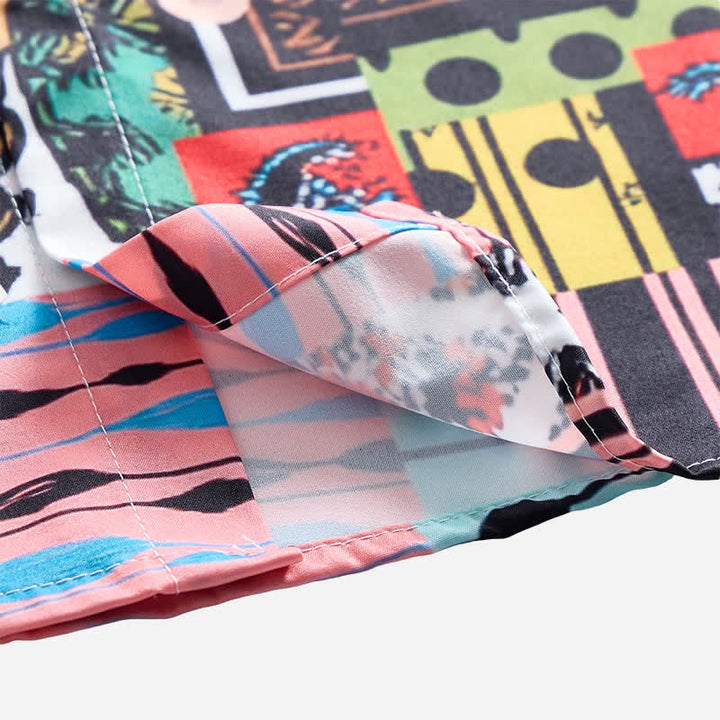 Herrenhemd im Retro-Ethno-Stil mit mehrfarbigem geometrischem Paisley-Blockdruck - image 5