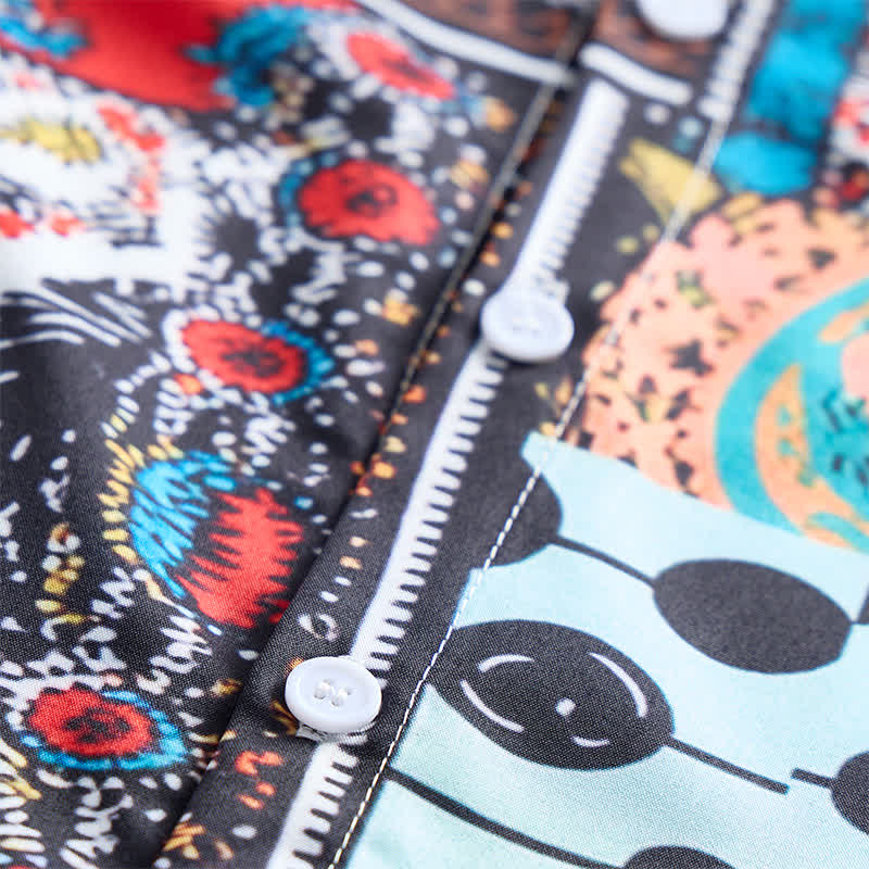 Herrenhemd im Retro-Ethno-Stil mit mehrfarbigem geometrischem Paisley-Blockdruck - image 6