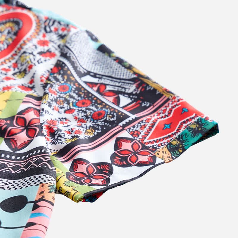 Herrenhemd im Retro-Ethno-Stil mit mehrfarbigem geometrischem Paisley-Blockdruck - image 4