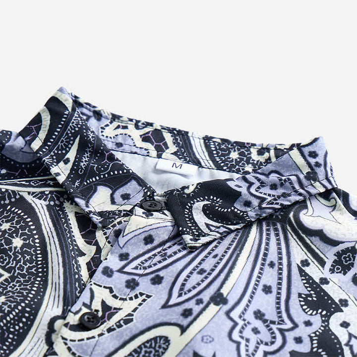 Herren-Freizeithemd mit grauem und weißem Paisley-Blumenmuster - image 4