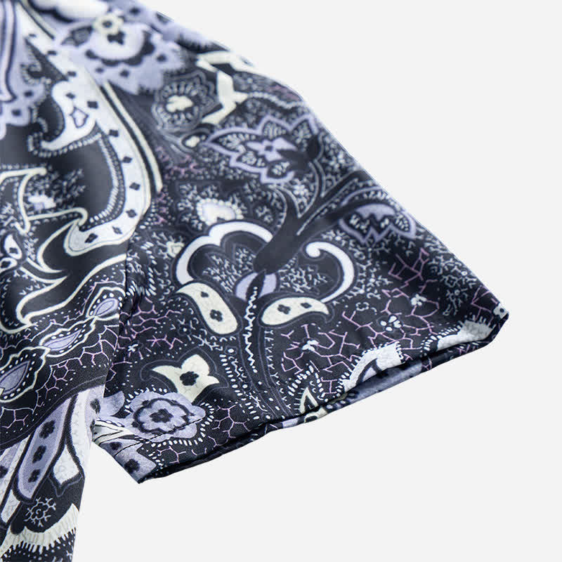 Herren-Freizeithemd mit grauem und weißem Paisley-Blumenmuster - image 7