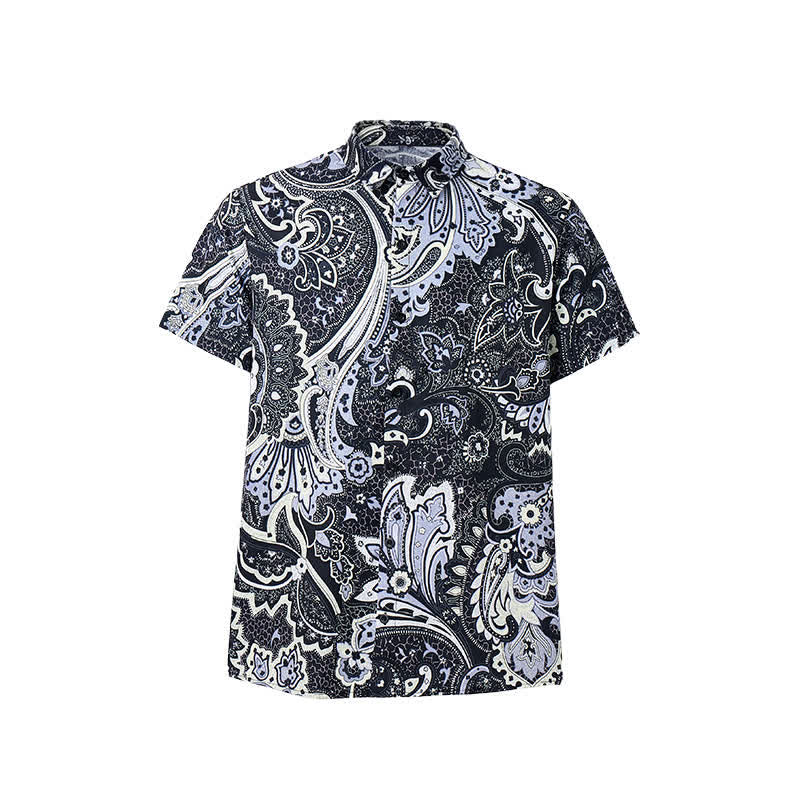 Herren-Freizeithemd mit grauem und weißem Paisley-Blumenmuster - image 8