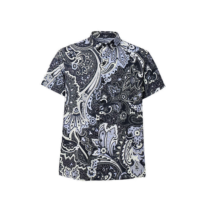 Herren-Freizeithemd mit grauem und weißem Paisley-Blumenmuster - image 8