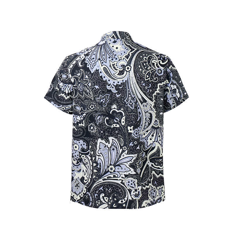 Herren-Freizeithemd mit grauem und weißem Paisley-Blumenmuster - image 9