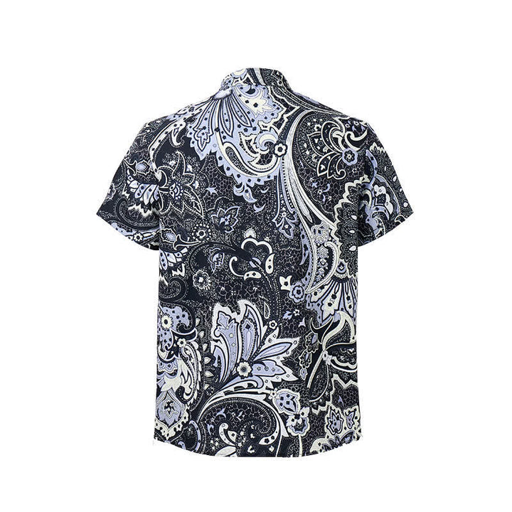 Herren-Freizeithemd mit grauem und weißem Paisley-Blumenmuster - image 9
