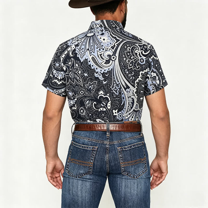 Herren-Freizeithemd mit grauem und weißem Paisley-Blumenmuster - image 2