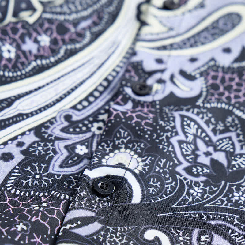 Herren-Freizeithemd mit grauem und weißem Paisley-Blumenmuster - image 5