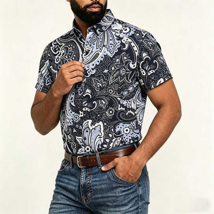 Herren-Freizeithemd mit grauem und weißem Paisley-Blumenmuster - image 3
