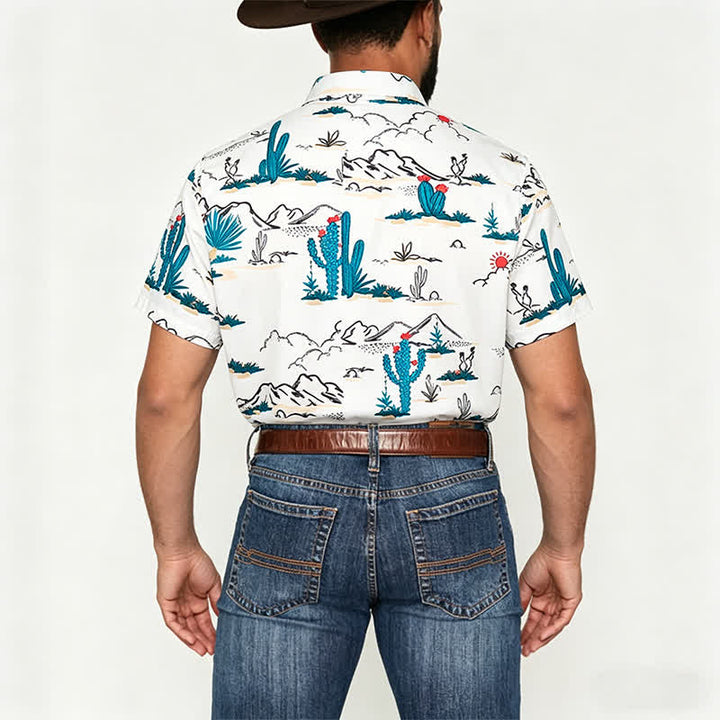 Herren-Cowboyhemd mit Südwest-Wüstenlandschaftsmuster - image 2