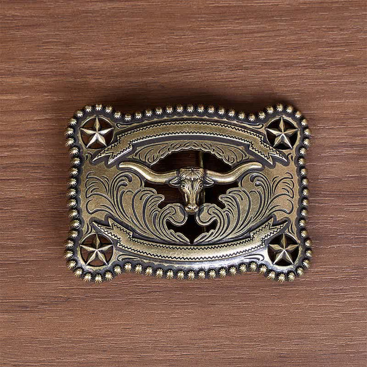 Herren-Ledergürtel mit Texas Longhorn-Stern, ausgehöhlter DIY-Schnalle - image 1