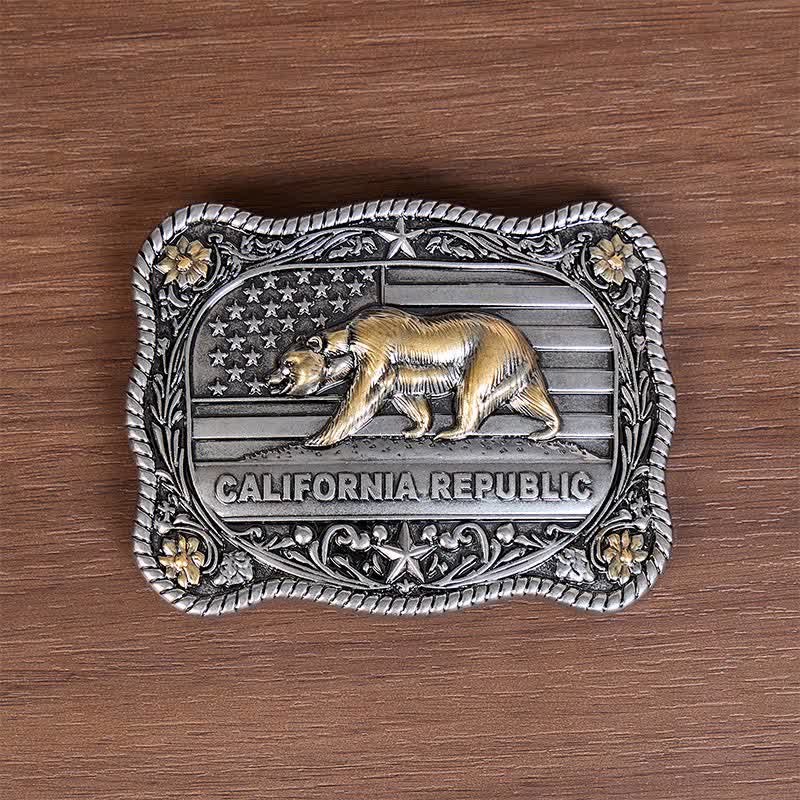 California Republic Bear Western DIY Schnalle Ledergürtel - image 1