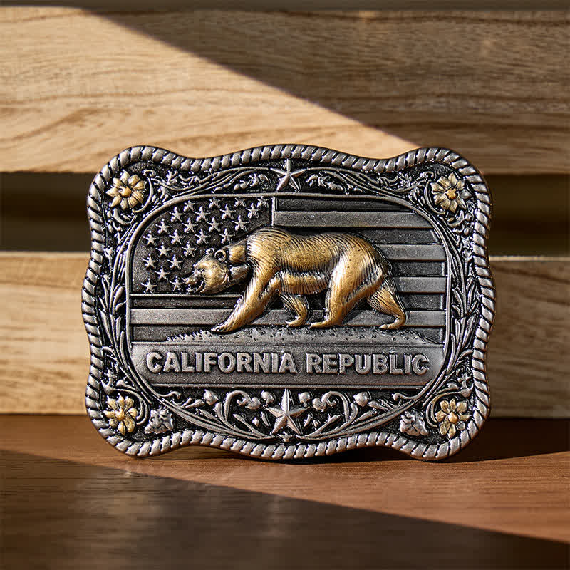 California Republic Bear Western DIY Schnalle Ledergürtel - Silber - Ohne Gürtel - Nicht im Lieferumfang enthalten: Gürtel - image 0