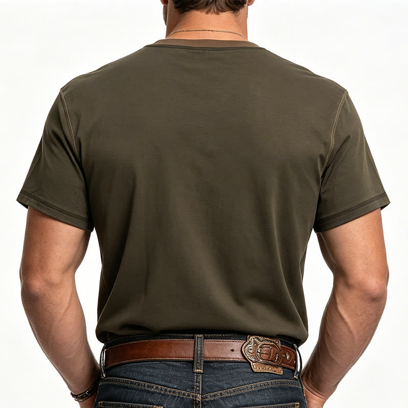 Herren-Poloshirt mit Rundhalsausschnitt und Kontrastnähten, Kurzarm - image 2