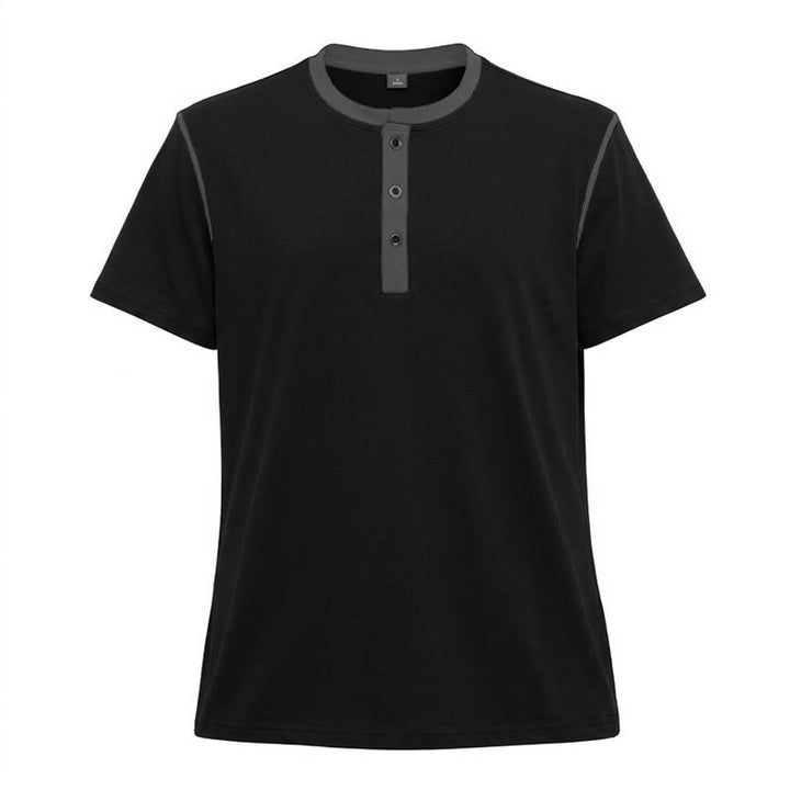 Herren-Poloshirt mit Rundhalsausschnitt und Kontrastnähten, Kurzarm - Schwarz - 3XL - image 27