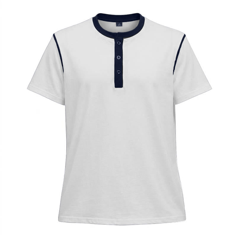 Herren-Poloshirt mit Rundhalsausschnitt und Kontrastnähten, Kurzarm - Weiß - 3XL - image 11