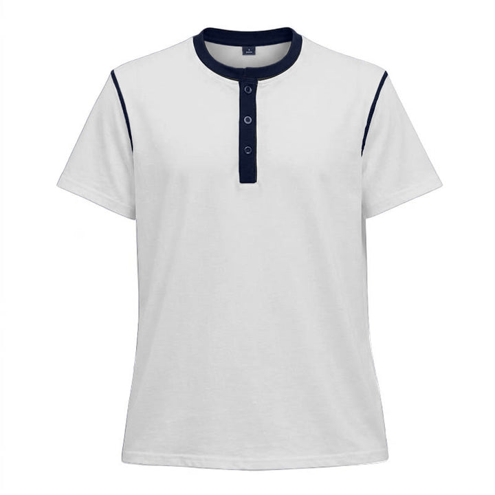 Herren-Poloshirt mit Rundhalsausschnitt und Kontrastnähten, Kurzarm - Weiß - 3XL - image 11