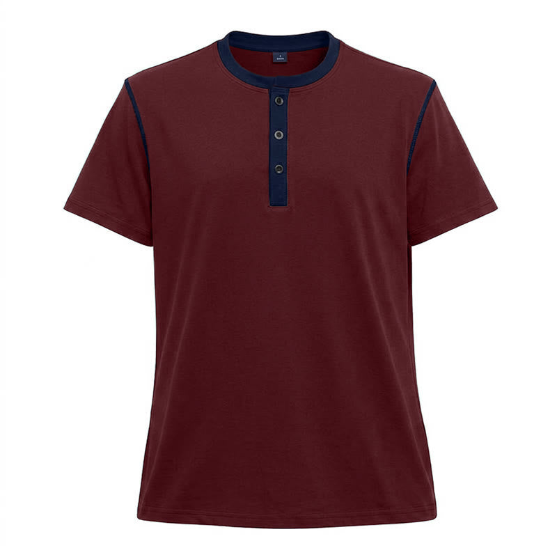 Herren-Poloshirt mit Rundhalsausschnitt und Kontrastnähten, Kurzarm - Wein - 3XL - image 15