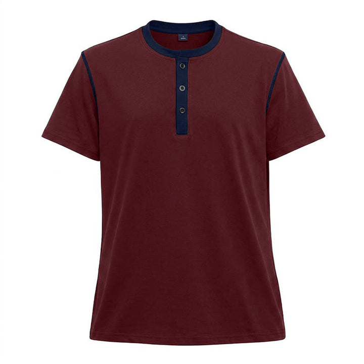 Herren-Poloshirt mit Rundhalsausschnitt und Kontrastnähten, Kurzarm - Wein - 3XL - image 15