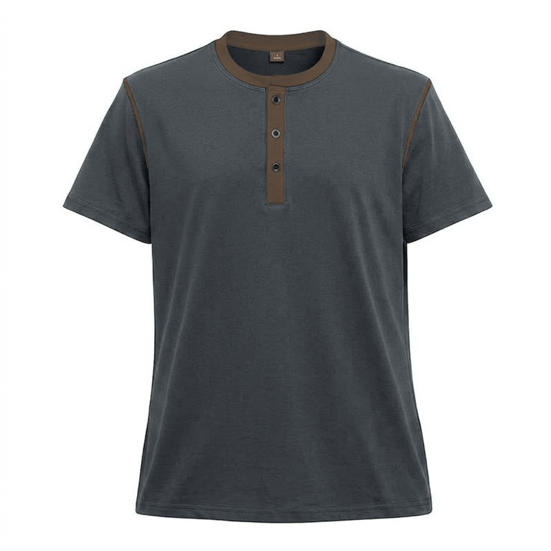 Herren-Poloshirt mit Rundhalsausschnitt und Kontrastnähten, Kurzarm - Dunkelgrau - 3XL - image 23