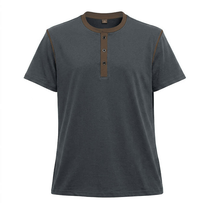 Herren-Poloshirt mit Rundhalsausschnitt und Kontrastnähten, Kurzarm - Dunkelgrau - 3XL - image 23