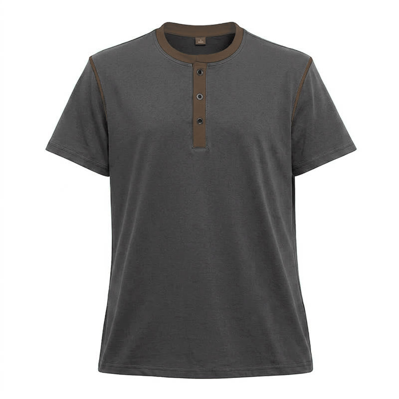 Herren-Poloshirt mit Rundhalsausschnitt und Kontrastnähten, Kurzarm - Dunkelaschgrau - 3XL - image 33