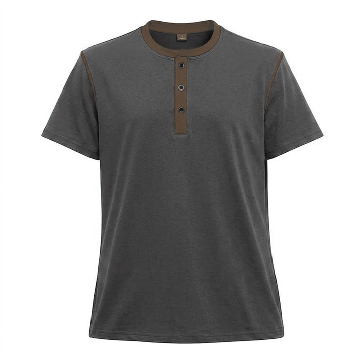 Herren-Poloshirt mit Rundhalsausschnitt und Kontrastnähten, Kurzarm - Dunkelaschgrau - 3XL - image 33