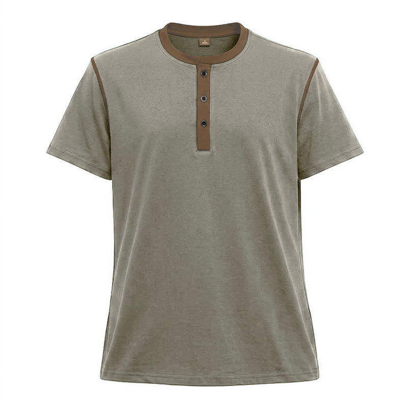 Herren-Poloshirt mit Rundhalsausschnitt und Kontrastnähten, Kurzarm - Grau - 3XL - image 13