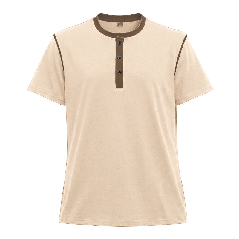 Herren-Poloshirt mit Rundhalsausschnitt und Kontrastnähten, Kurzarm - Aprikose - 3XL - image 35
