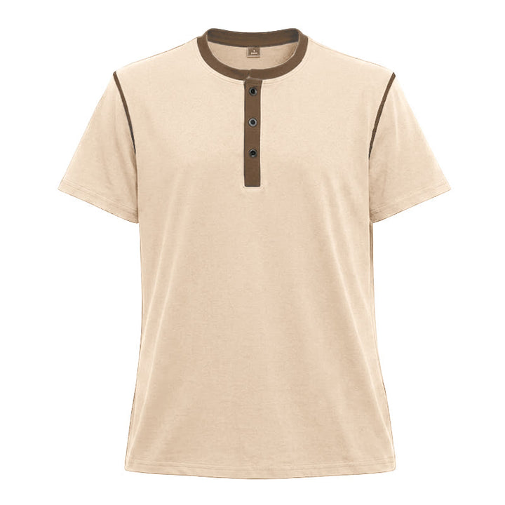 Herren-Poloshirt mit Rundhalsausschnitt und Kontrastnähten, Kurzarm - Aprikose - 3XL - image 35