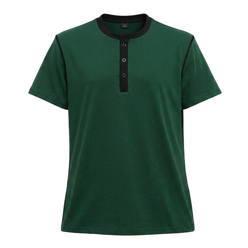 Herren-Poloshirt mit Rundhalsausschnitt und Kontrastnähten, Kurzarm - Dunkelgrün - 3XL - image 19