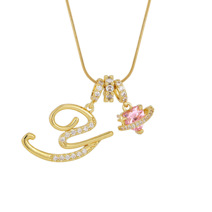 Trendige Halskette mit rosa Herzanhänger im Dopamin-Stil - Y - Golden - image 26