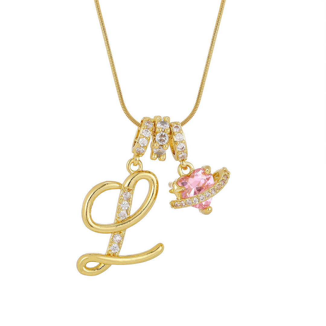 Trendige Halskette mit rosa Herzanhänger im Dopamin-Stil - L - Golden - image 13