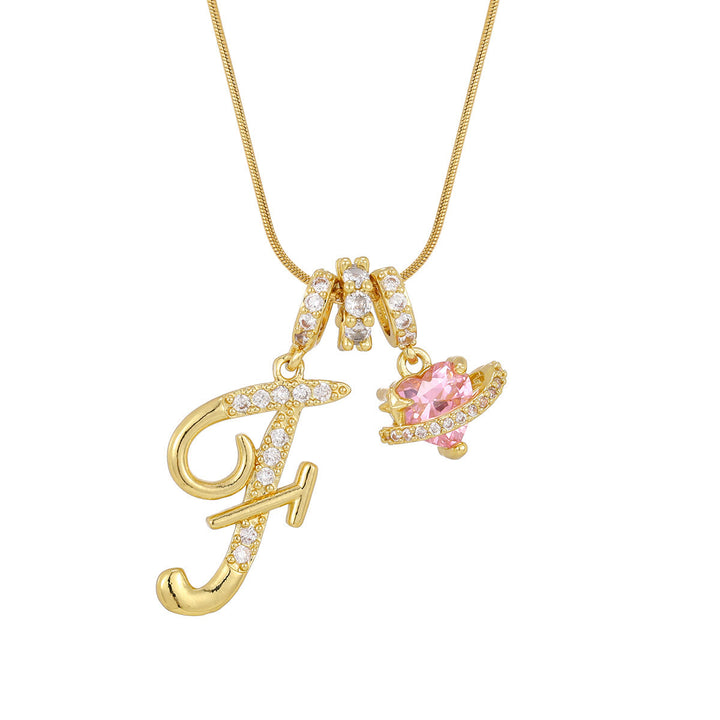 Trendige Halskette mit rosa Herzanhänger im Dopamin-Stil - F - Golden - image 8