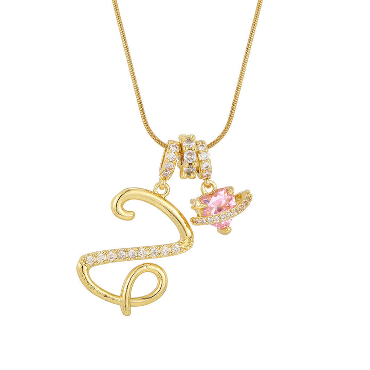 Trendige Halskette mit rosa Herzanhänger im Dopamin-Stil - Z - Golden - image 27
