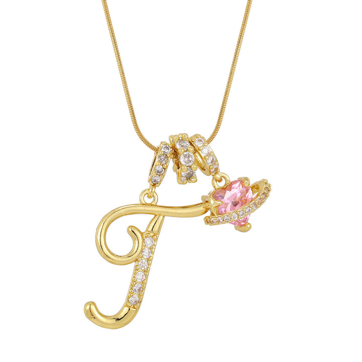 Trendige Halskette mit rosa Herzanhänger im Dopamin-Stil - T - Golden - image 21