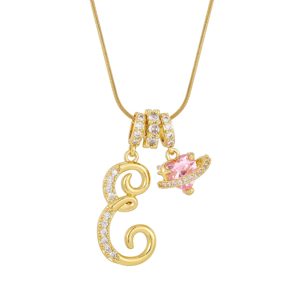 Trendige Halskette mit rosa Herzanhänger im Dopamin-Stil - E - Golden - image 7