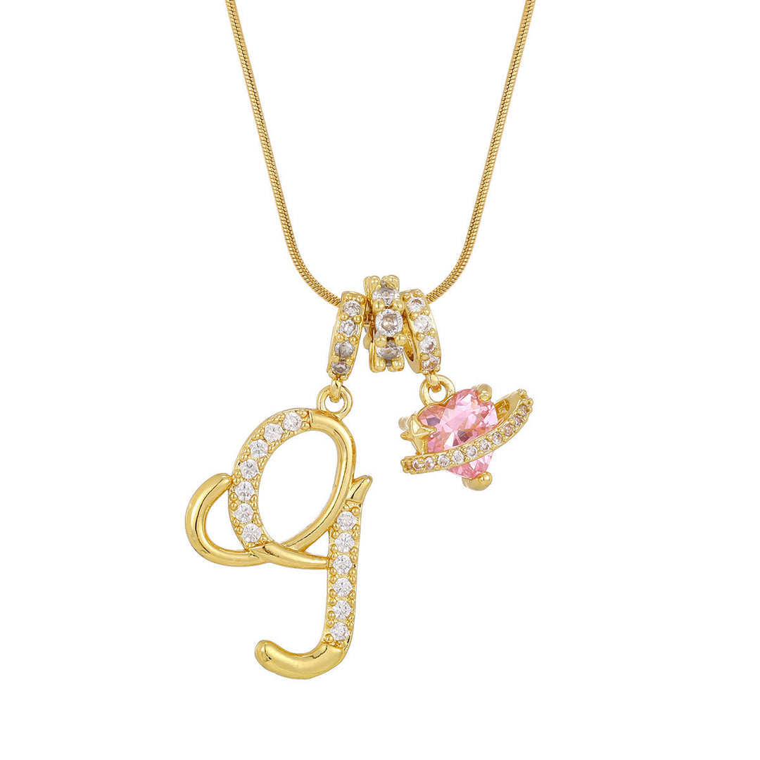 Trendige Halskette mit rosa Herzanhänger im Dopamin-Stil - G - Golden - image 9